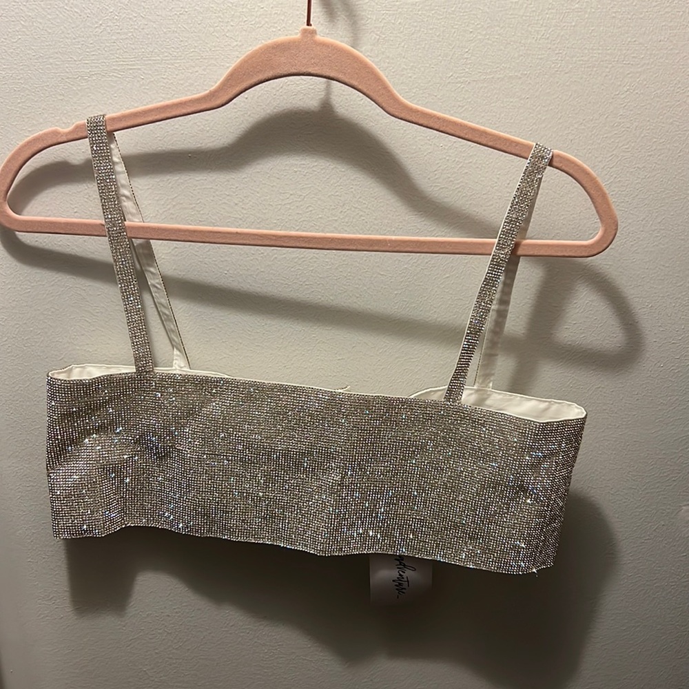 12th Tribe Silver Glitter Crop Top
